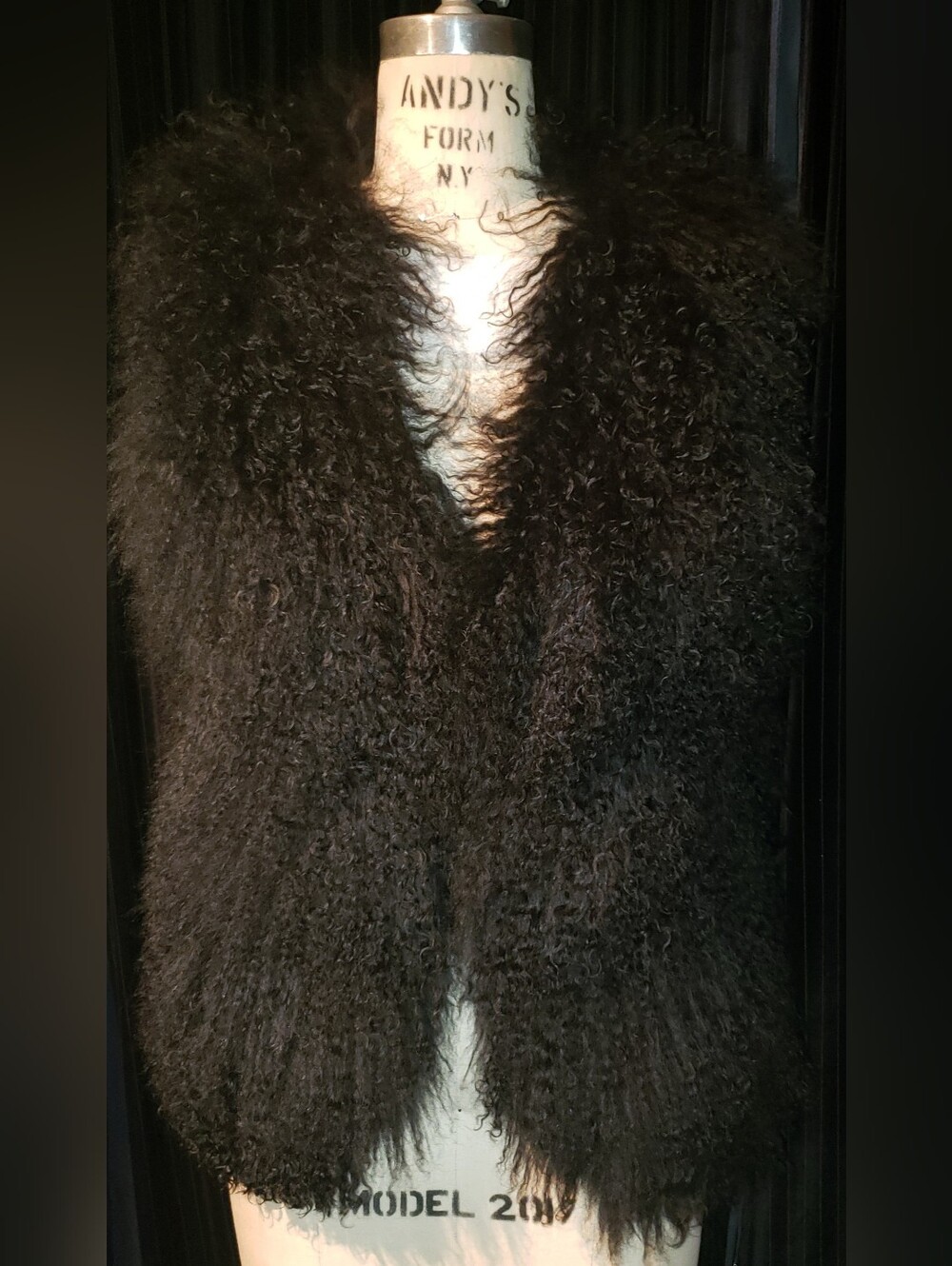 Genuine Mongolian Lamb Jet Black Super Soft Light Weight Vest. M